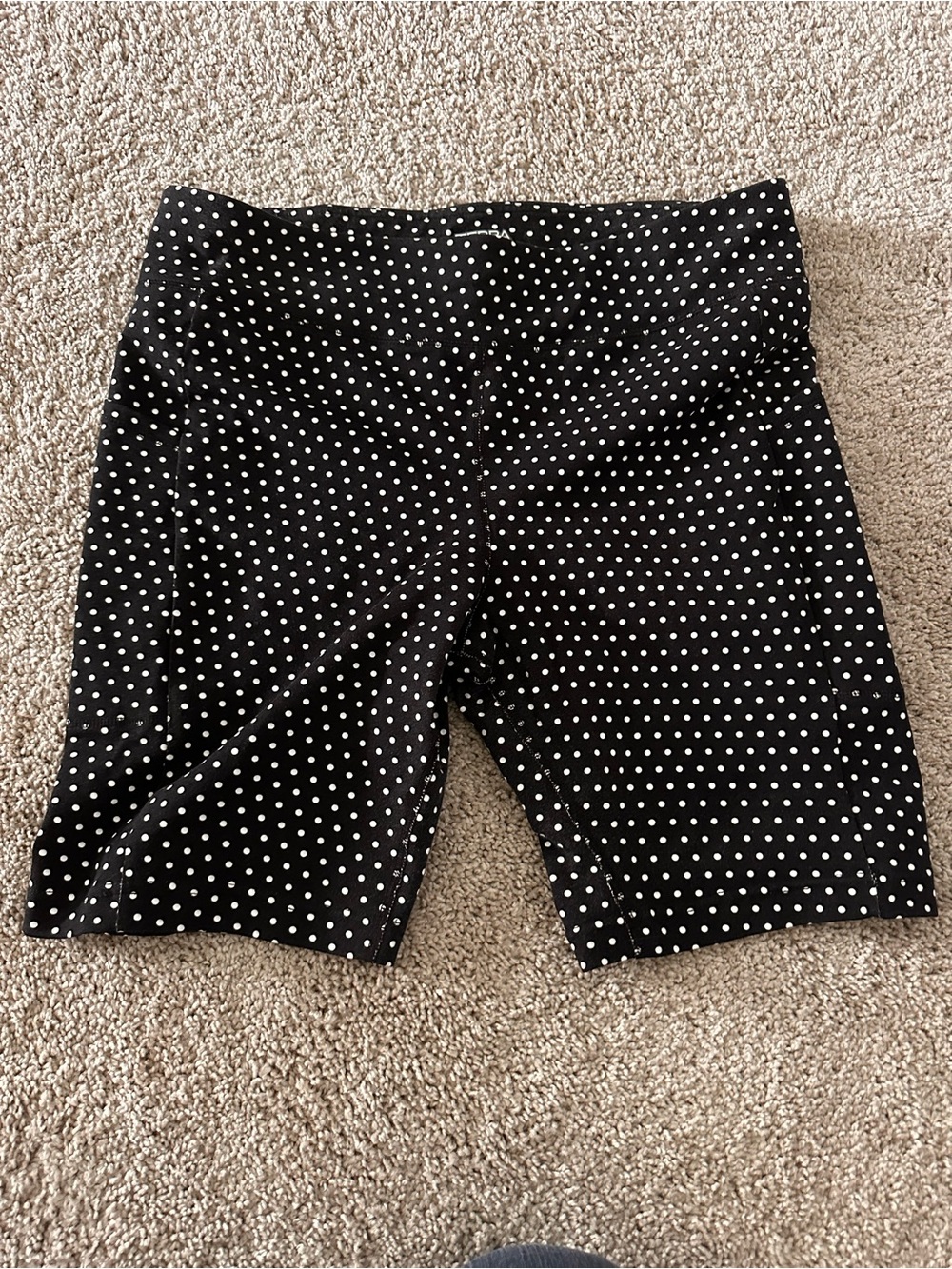 High-Rise Black Polka Dot Bike Shorts